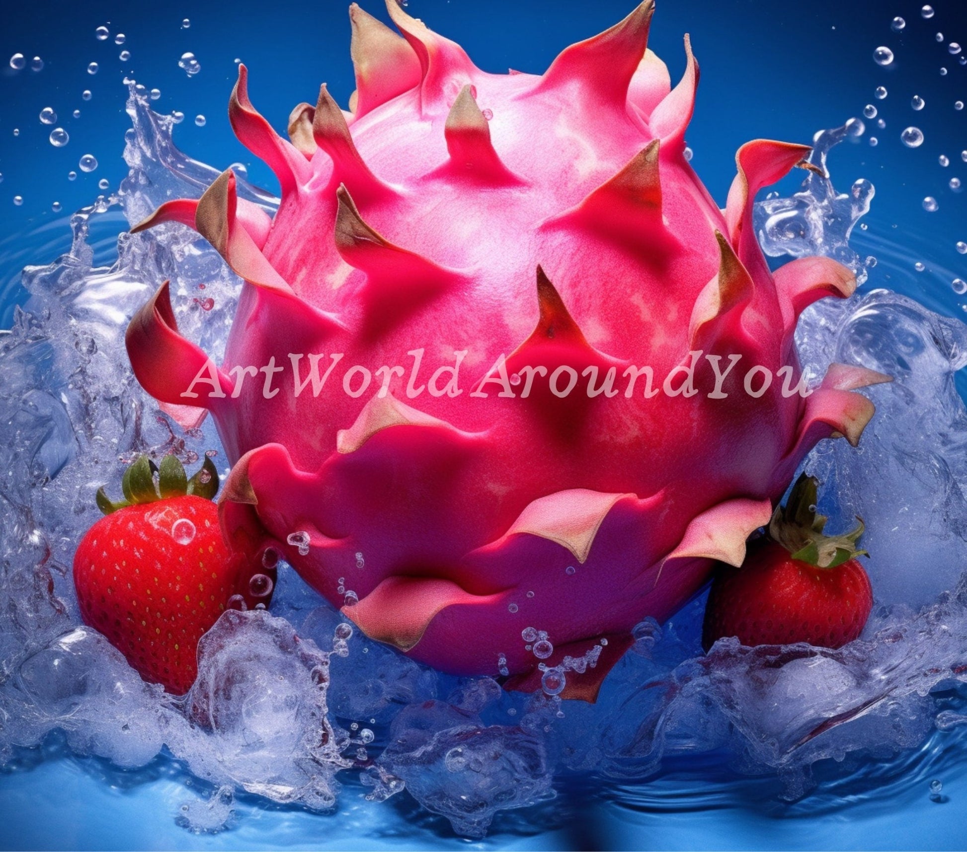 3D Fruit Tumbler Wrap Sublimation, Dragon fruit Beach Summer Digital Print Design, Skinny 20 oz Tumbler Wrap, PNG 300dpi Commercial Use - Art World Around You