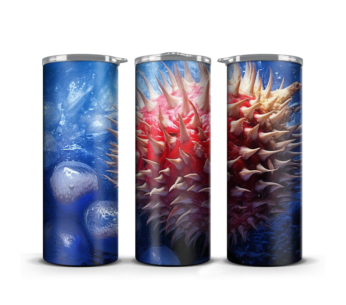 3D Fruit Tumbler Wrap Sublimation, Durian fruit Beach Summer Digital Print Design, Skinny 20 oz Tumbler Wrap, PNG 300dpi Commercial Use - Art World Around You