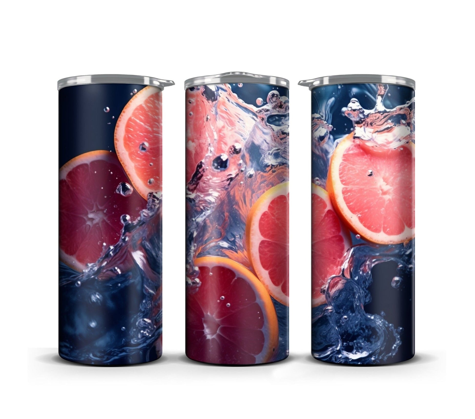 3D Fruit Tumbler Wrap Sublimation, Grapefruit Beach Summer Digital Print Design, Skinny 20 oz Tumbler Wrap, PNG 300dpi Commercial Use - Art World Around You