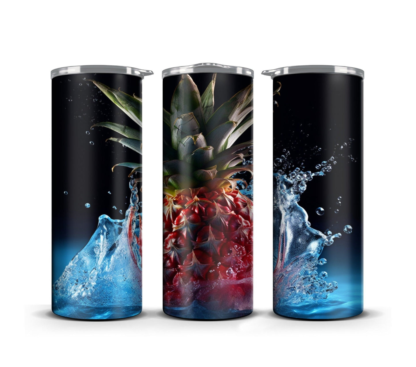 3D Fruit Tumbler Wrap Sublimation, Pineapple Beach Summer Digital Print Design, Skinny 20 oz Tumbler Wrap, PNG 300dpi Commercial Use - Art World Around You