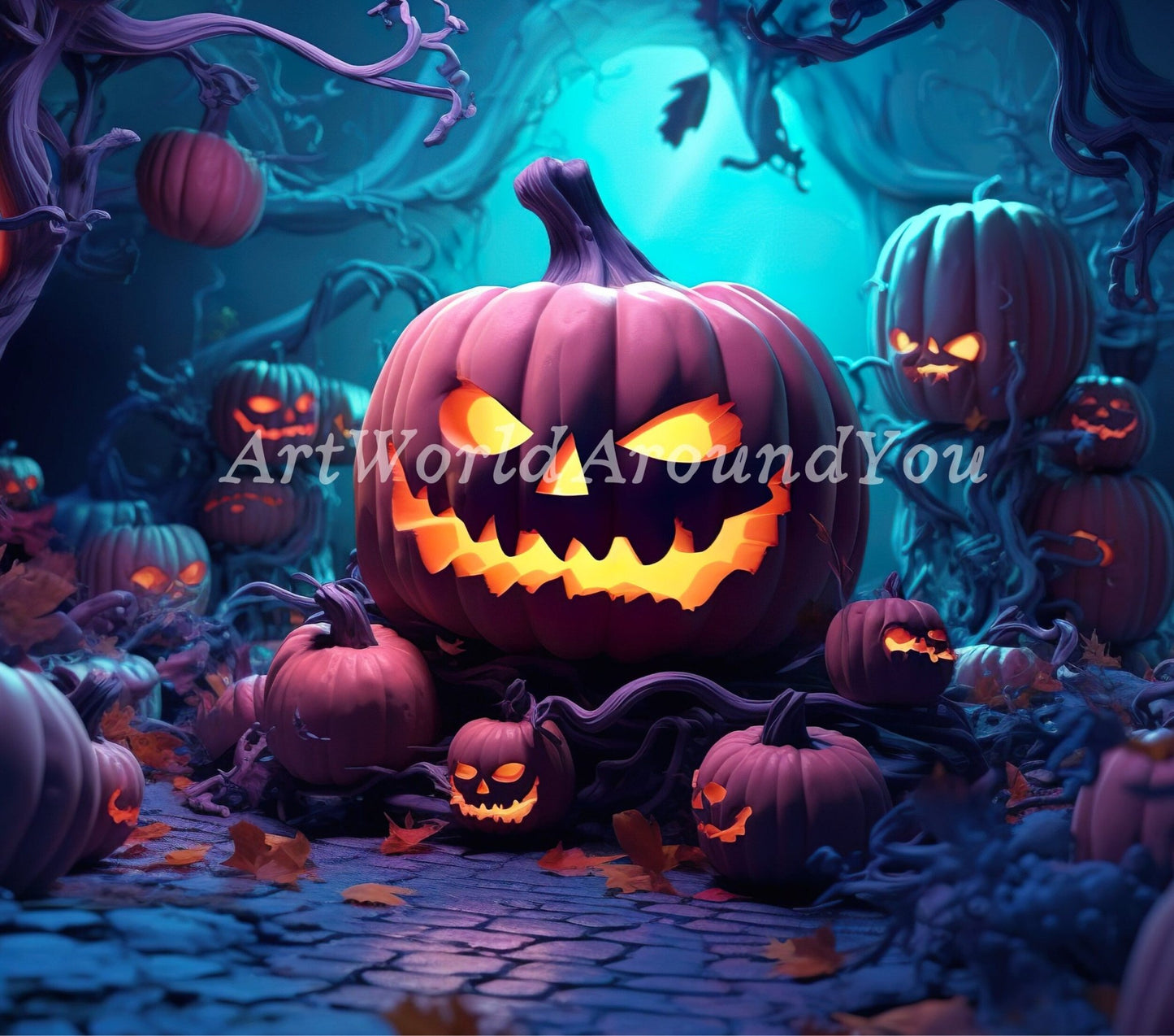 3D Halloween Pumpkin Tumbler Wrap Sublimation, Jack - O - Lantern Halloween Digital Print Design, Halloween Skinny 20 oz Tumbler Wrap - Art World Around You