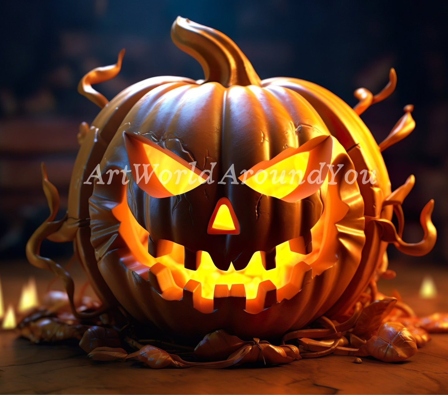 3D Halloween Pumpkin Tumbler Wrap Sublimation, Jack - O - Lantern Halloween Digital Print Design, Halloween Skinny 20 oz Tumbler Wrap - Art World Around You