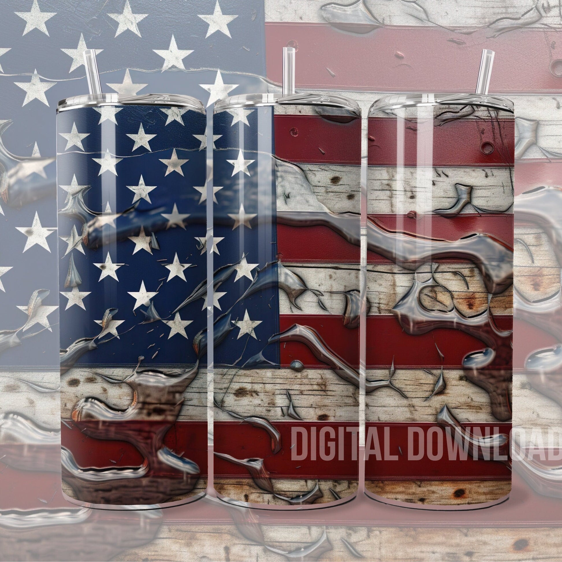 3D Memorial Day Tumbler Wrap Sublimation American Flag, 3D Patriotic tumbler wrap, July 4th 20 oz Tumbler Wrap, 300dpi Commercial Use - Art World Around You