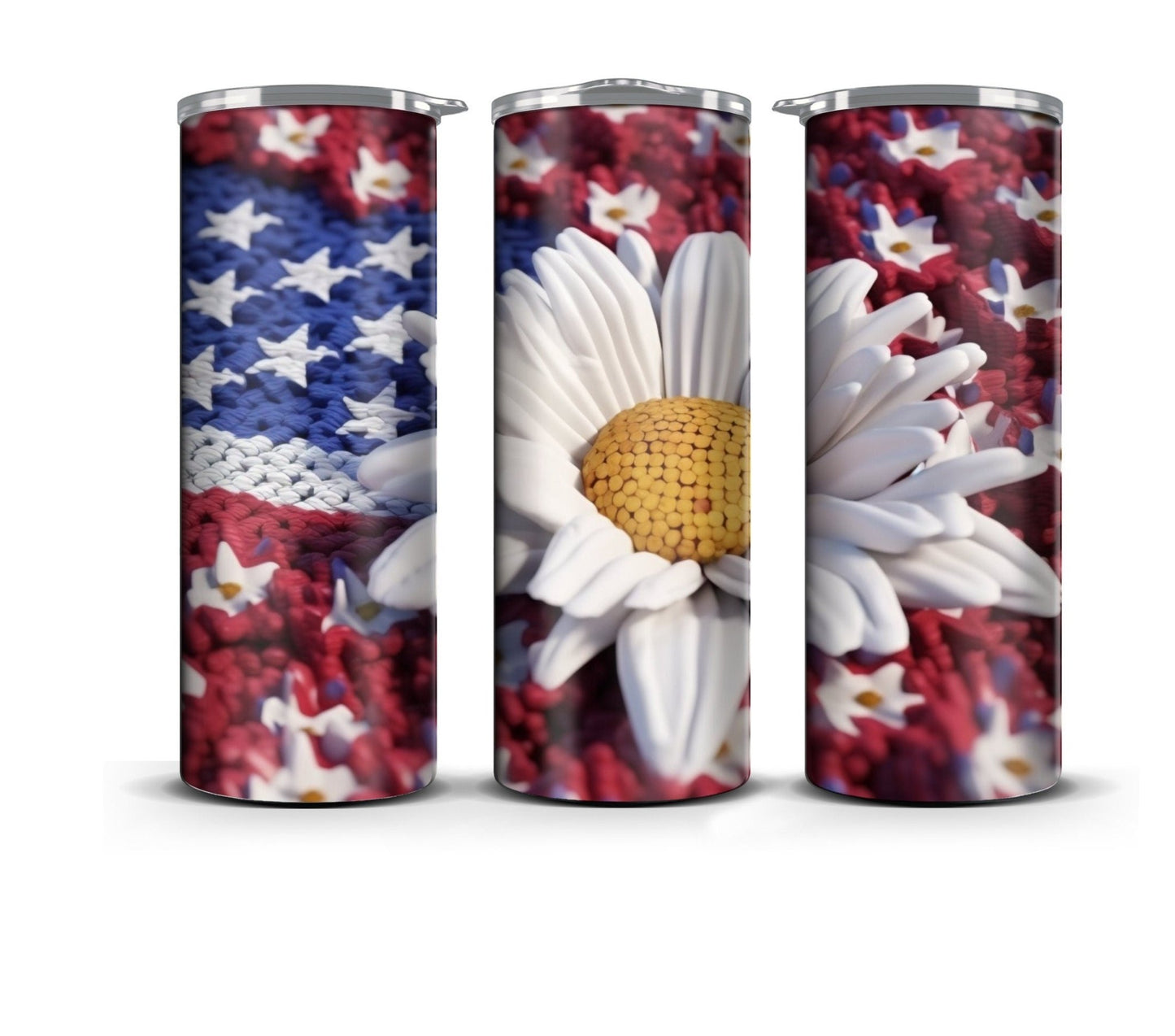 3D Memorial Day Tumbler Wrap Sublimation American Flag Florals, 3D Flower tumbler wrap, Patriotic 20 oz Tumbler, 300dpi Commercial Use - Art World Around You