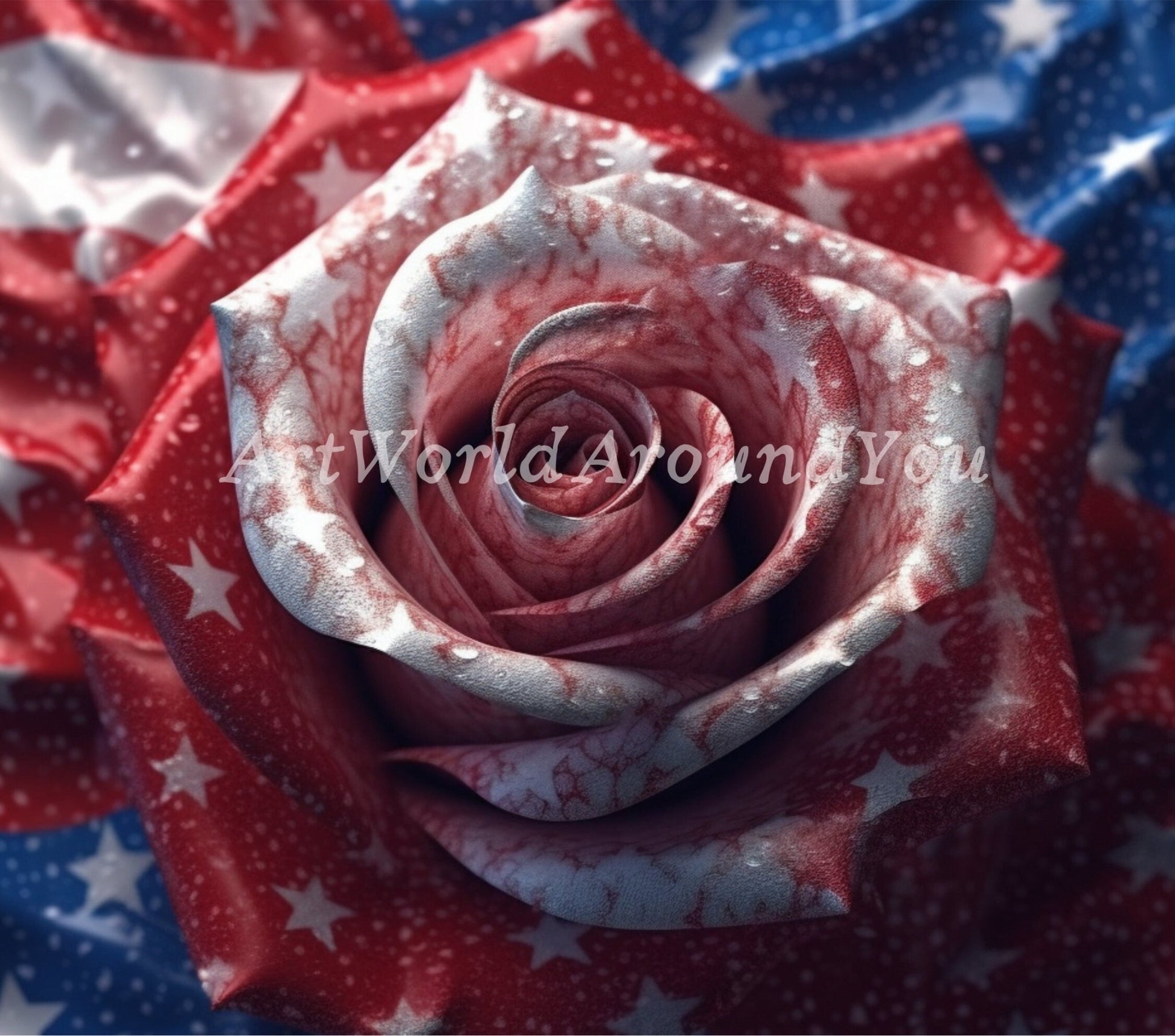 3D Memorial Day Tumbler Wrap Sublimation American Flag Florals, 3D Flower tumbler wrap, Patriotic 20 oz Tumbler, 300dpi Commercial Use - Art World Around You