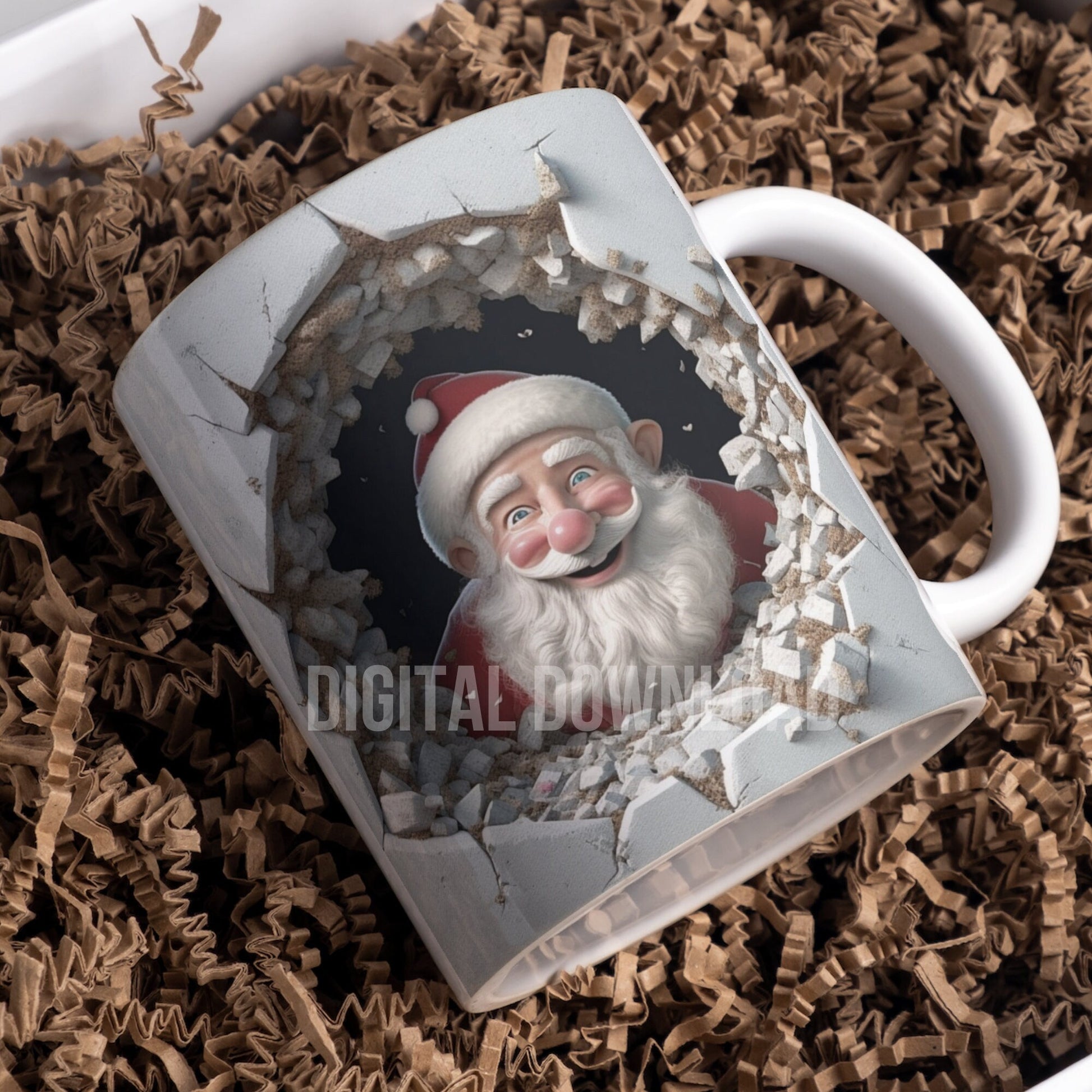 3d Santa Christmas Mug Wrap 11oz 15oz 20oz Mug Template, Mug Sublimation Design Mug Wrap Template PNG Instant Digital Download - Art World Around You