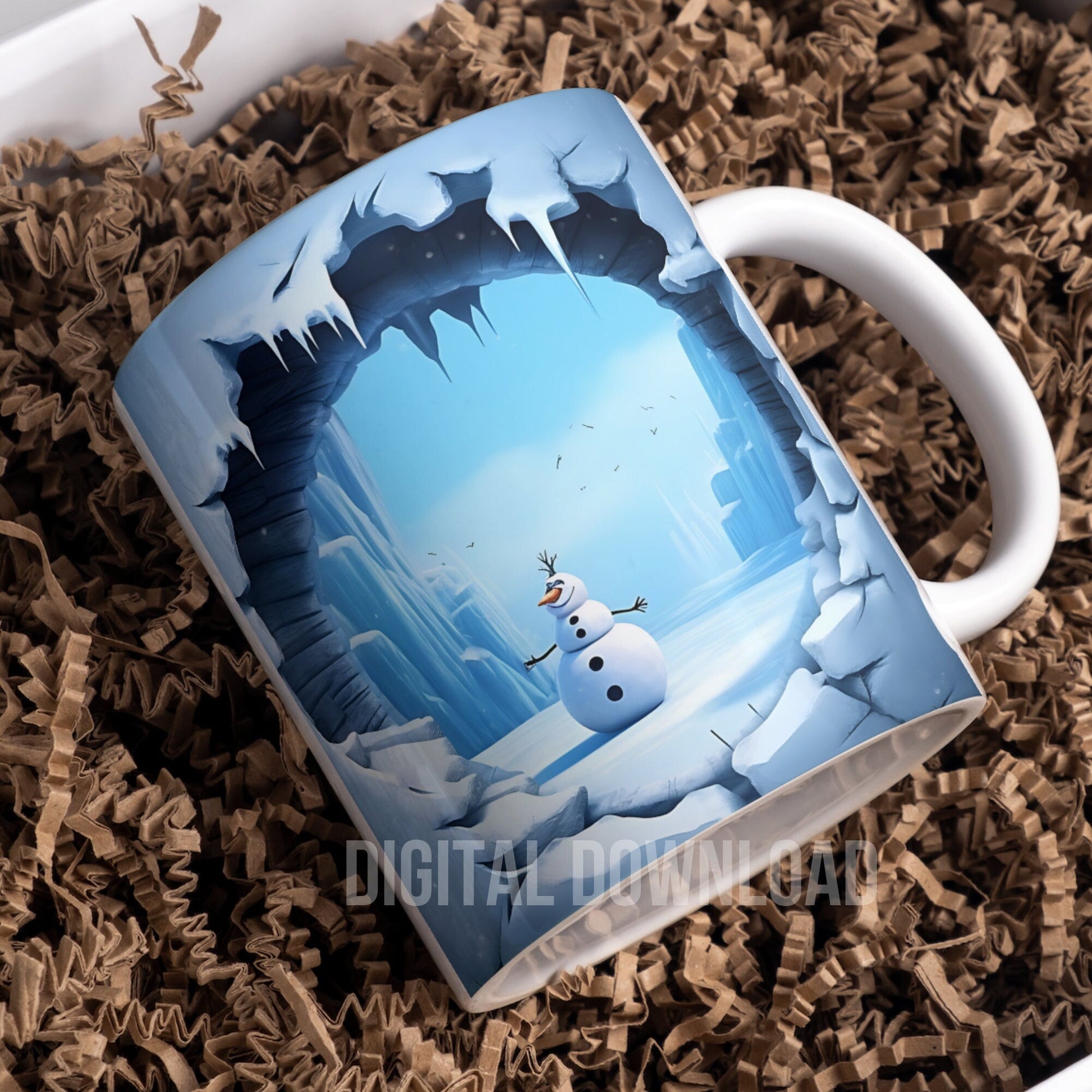 3D Snowman Mug Wrap 11oz 15oz 20oz Mug Template, Mug Sublimation Design Mug Wrap Template PNG Instant Digital Download - Art World Around You