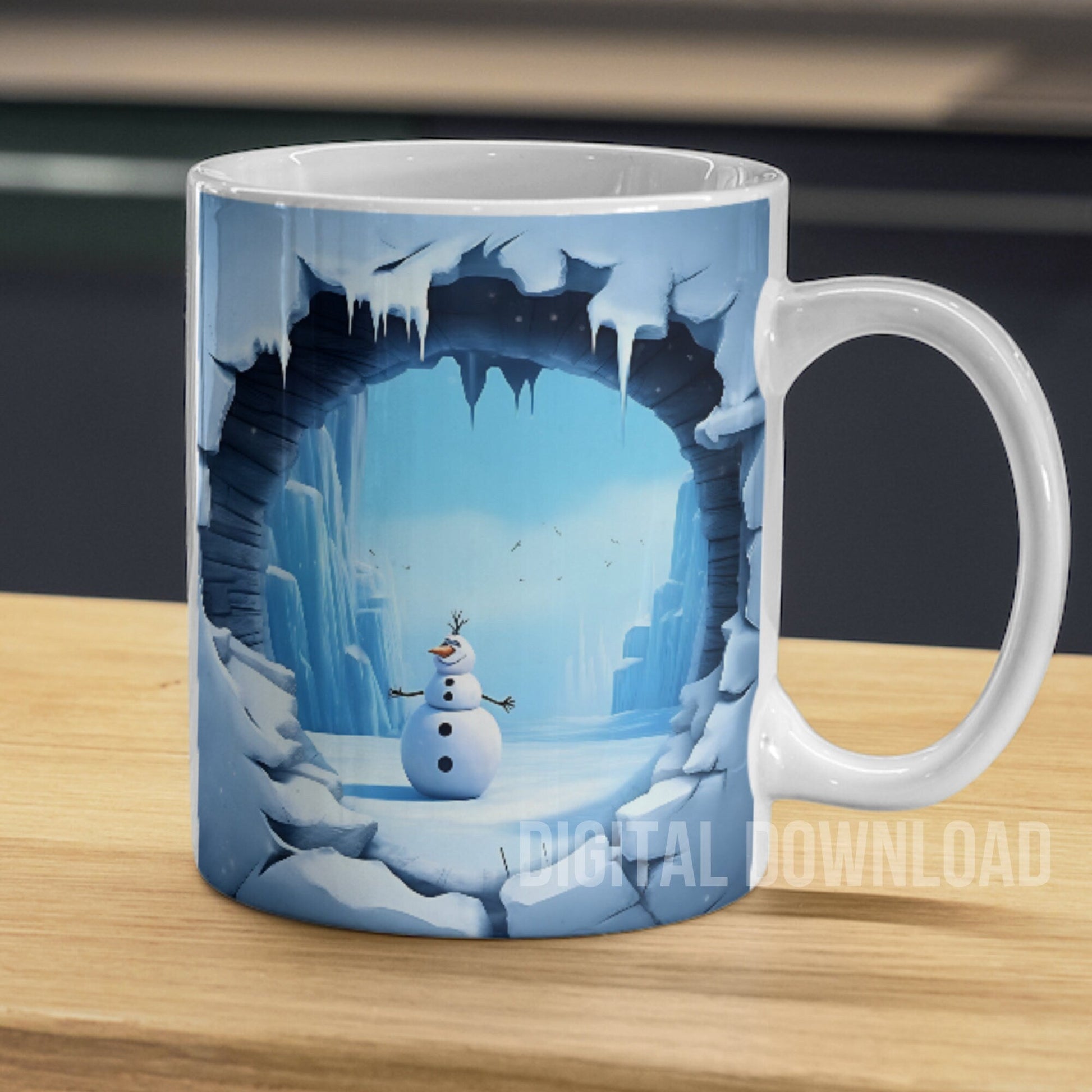 3D Snowman Mug Wrap 11oz 15oz 20oz Mug Template, Mug Sublimation Design Mug Wrap Template PNG Instant Digital Download - Art World Around You