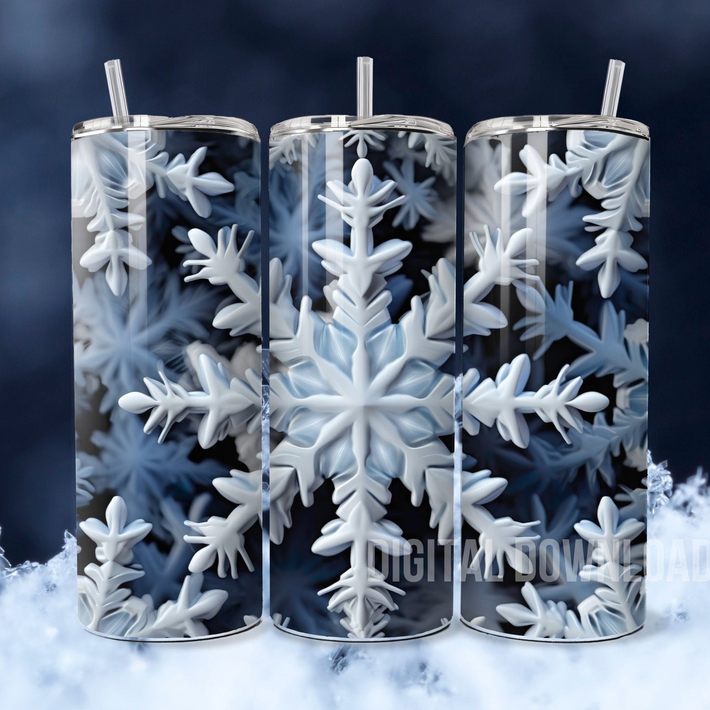 3D Tumbler Wrap 20oz, Christmas Snowflakes Tumbler Wrap Nature Design PNG Instant Digital Download, Winter Tumbler Wrap PNG - Art World Around You