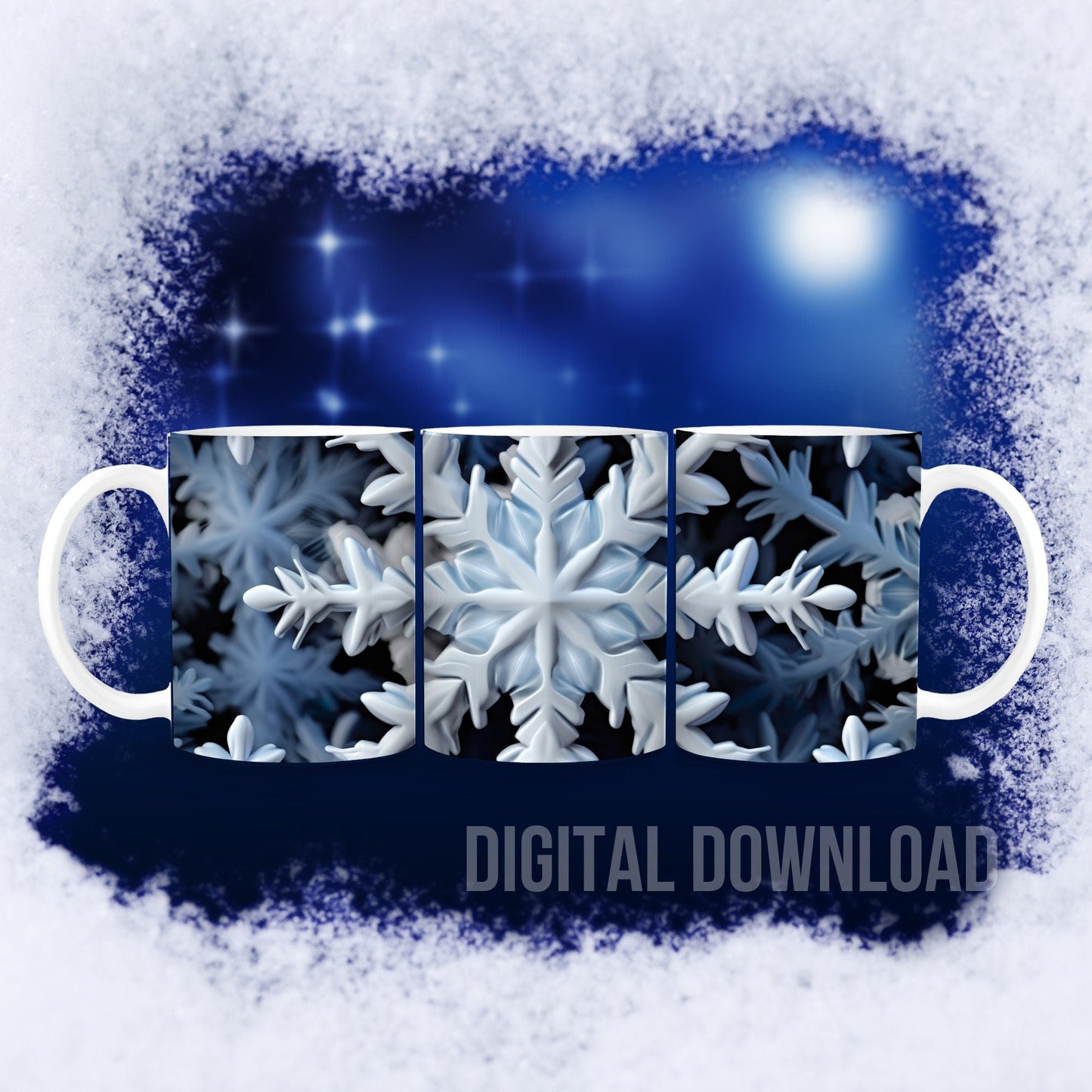 3D Tumbler Wrap 20oz, Christmas Snowflakes Tumbler Wrap Nature Design PNG Instant Digital Download, Winter Tumbler Wrap PNG - Art World Around You