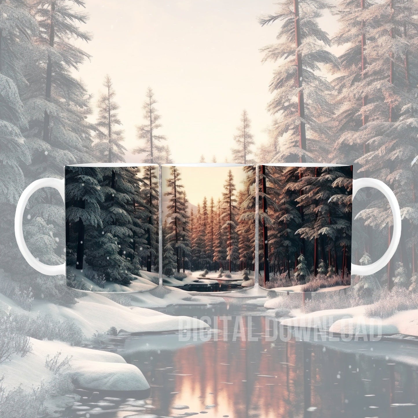 3D Tumbler Wrap 20oz, Winter Forest Tumbler Wrap Nature Design PNG Instant Digital Download, Landscape Woodland Tumbler Wrap PNG - Art World Around You