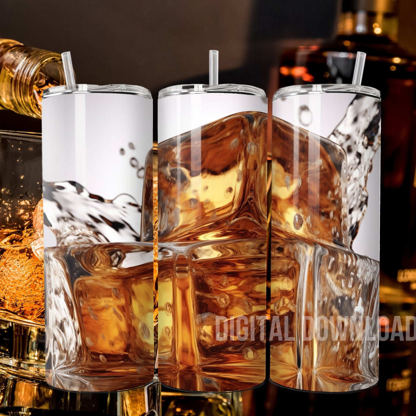 3D Whiskey Tumbler Wrap Sublimation, Men Digital print design, Skinny 20 oz Tumbler, 300dpi PNG Commercial Use - Art World Around You