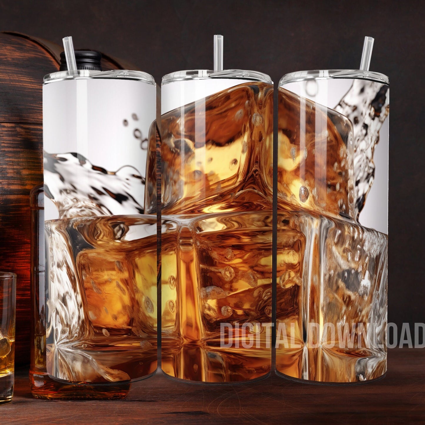 3D Whiskey Tumbler Wrap Sublimation, Men Digital print design, Skinny 20 oz Tumbler, 300dpi PNG Commercial Use - Art World Around You