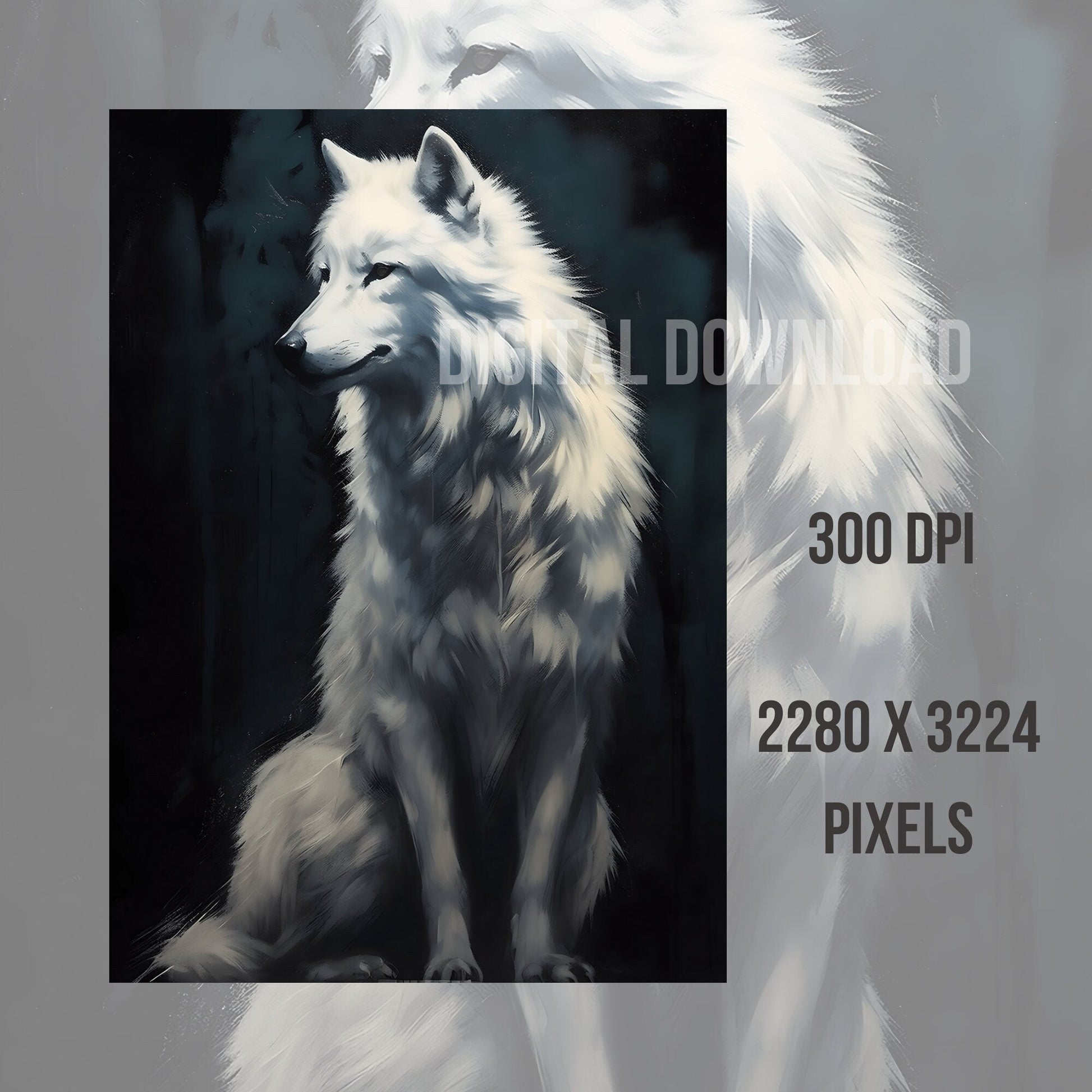 Art by Wolves, White Greenland Wolf Download Digital PNG file - Art World Around You