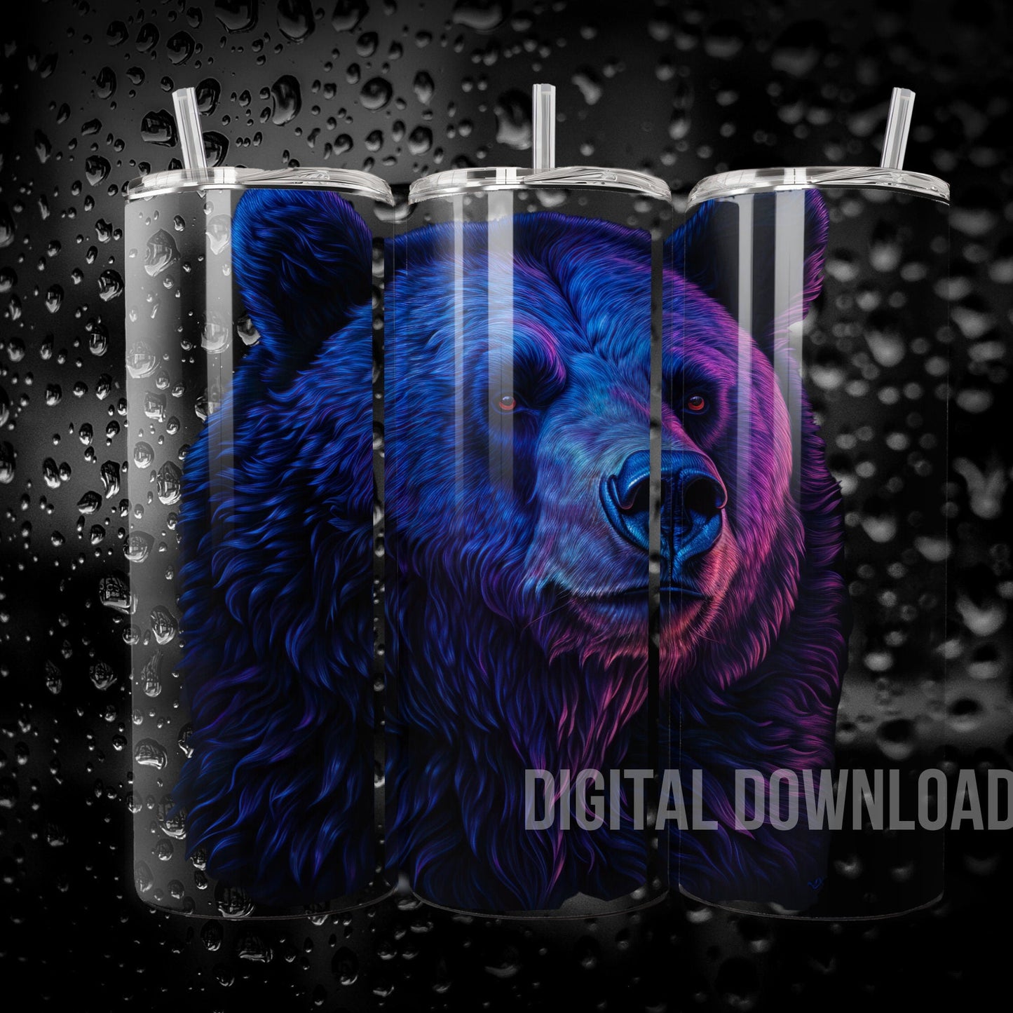 Bear Tumbler Wrap, Bear shirt designs, Bear wall stickers Bear ornament, Neon Bear Download Digital Sublimation PNG file, Bear Mug Wrap, - Art World Around You