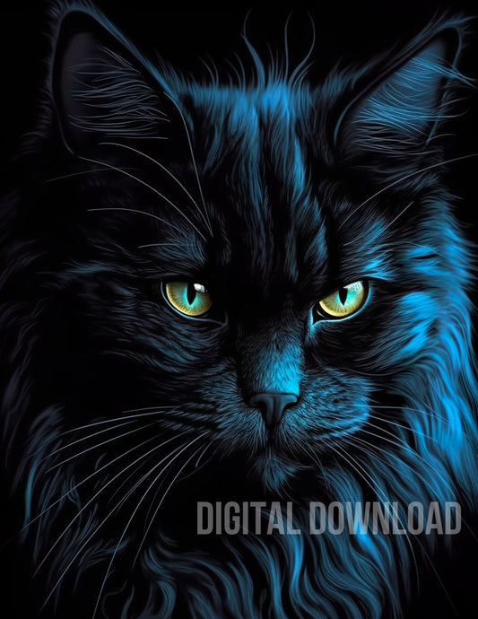 Black Cat Digital Download Sublimation PNG file - Art World Around You