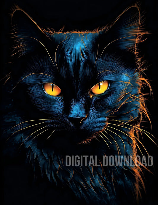 Black Cat Digital Download Sublimation PNG file - Art World Around You