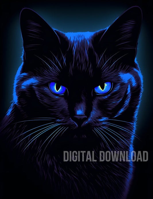 Black Cat Digital Download Sublimation PNG file - Art World Around You