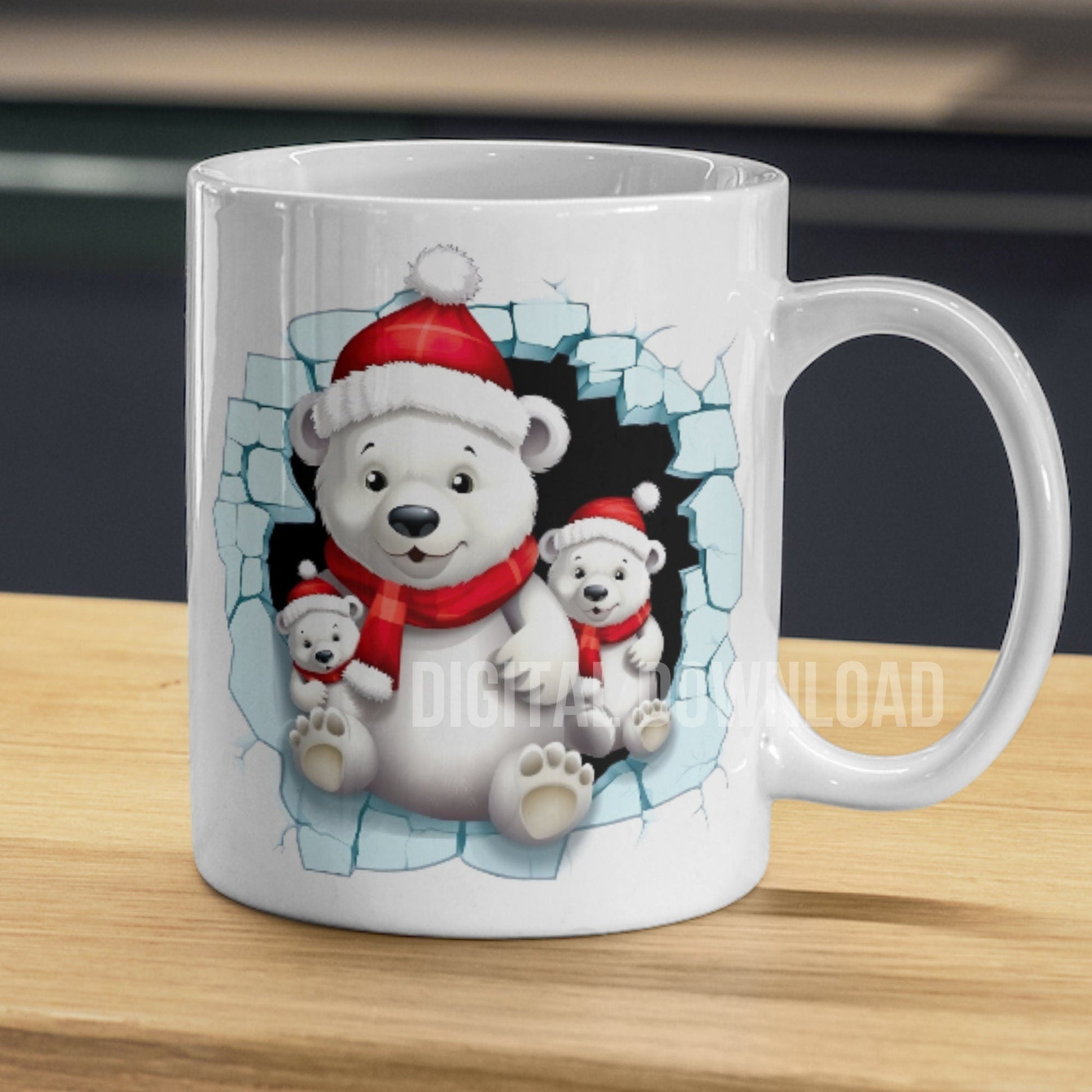 Bundle 3D Winter Animal Hole Sublimation Instant Digital Download, Christmas Round Ornament Bundle - Art World Around You