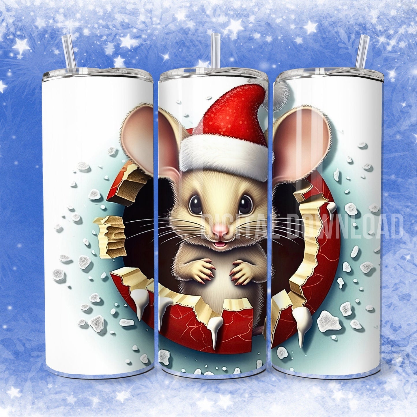 Bundle 3D Winter Animal Hole Sublimation Instant Digital Download, Christmas Round Ornament Bundle - Art World Around You