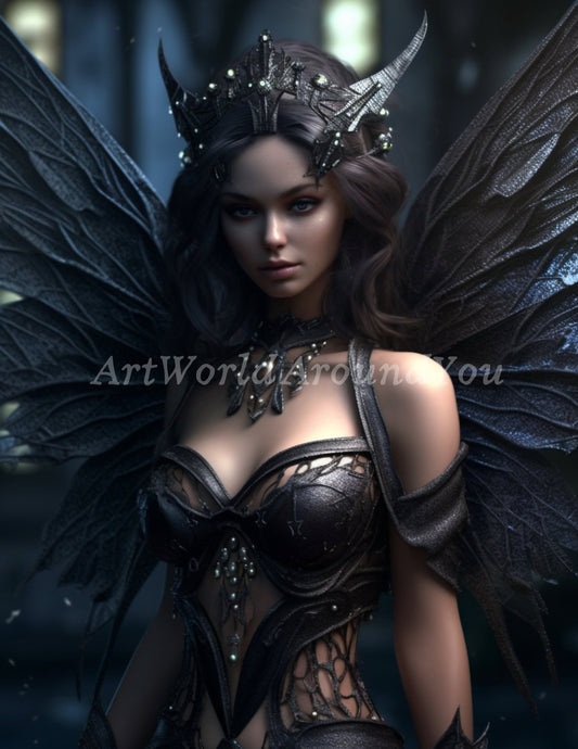 Dark Fantasy Gothic Junk Journal Poster Cover Album Angelic Fairy Digital Image Instant Download Digital Fantasy Art Printable - Art World Around You