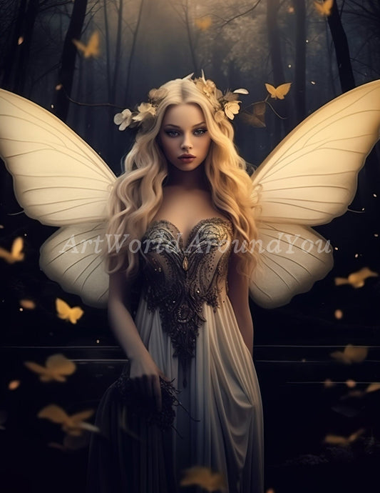 Dark Fantasy Gothic Junk Journal Poster Cover Album Angelic Fairy Digital Image Instant Download Digital Fantasy Art Printable - Art World Around You