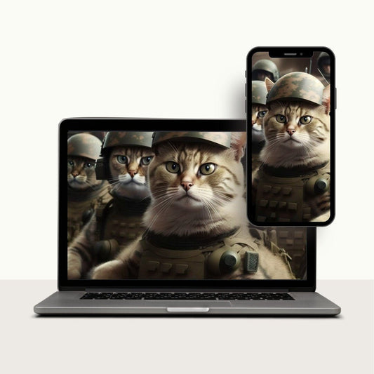 Download Digital PNG file Cat Soldiers in Military Uniform for printing on Poster Invitation Greeting cards any other - Art World Around You