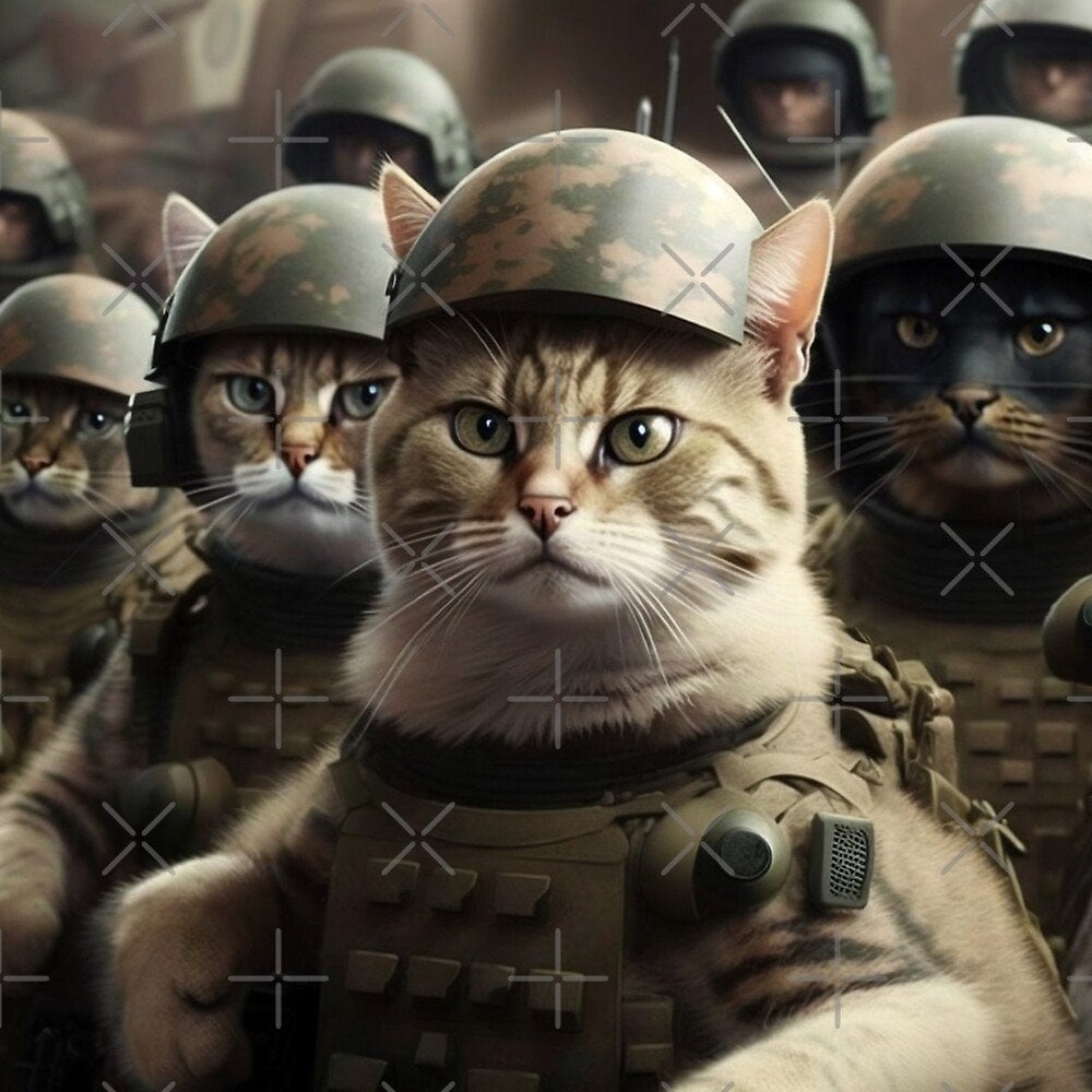 Download Digital PNG file Cat Soldiers in Military Uniform for printing on Poster Invitation Greeting cards any other - Art World Around You