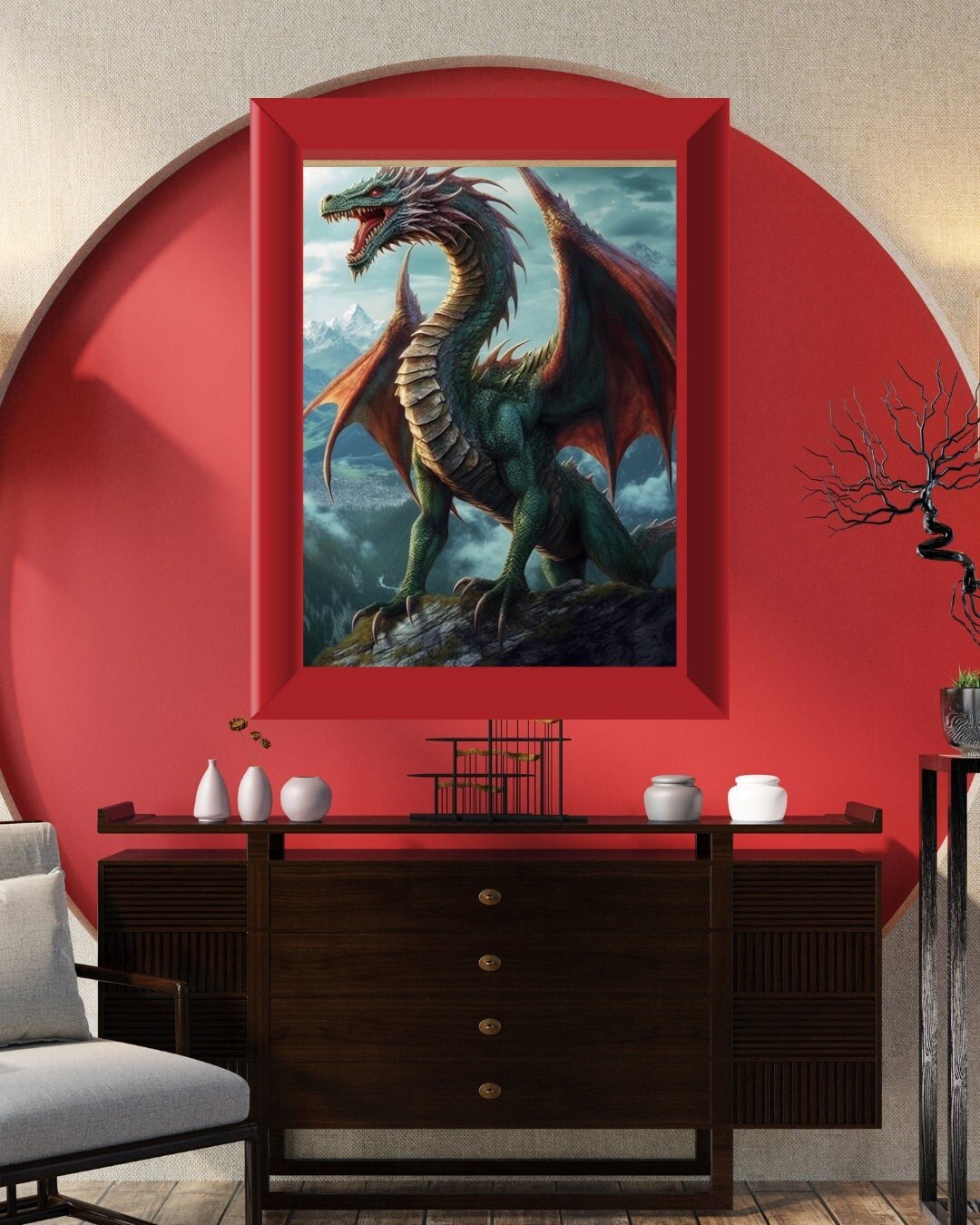 Dragons Fantasy Art Printable Poster, Fantasy Dragon Download Digital, Dragon Digital Art Prints - Art World Around You