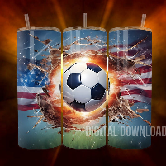 Football Tumbler Wrap Soccer Ball 3D Sublimation Design Digital Download PNG file - Art World Around You