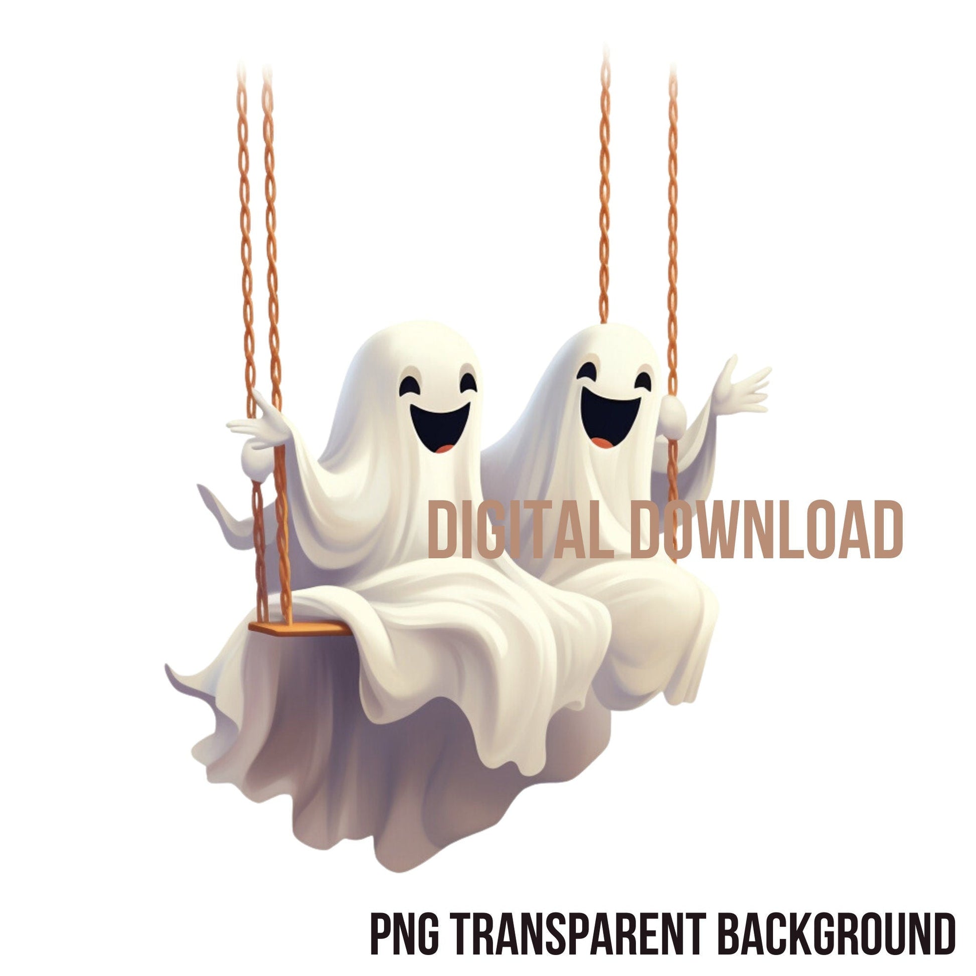 Halloween Cute Ghost Couple Instant Download PNG Digital Sublimation File Transparent Background for Print on Demand - Art World Around You