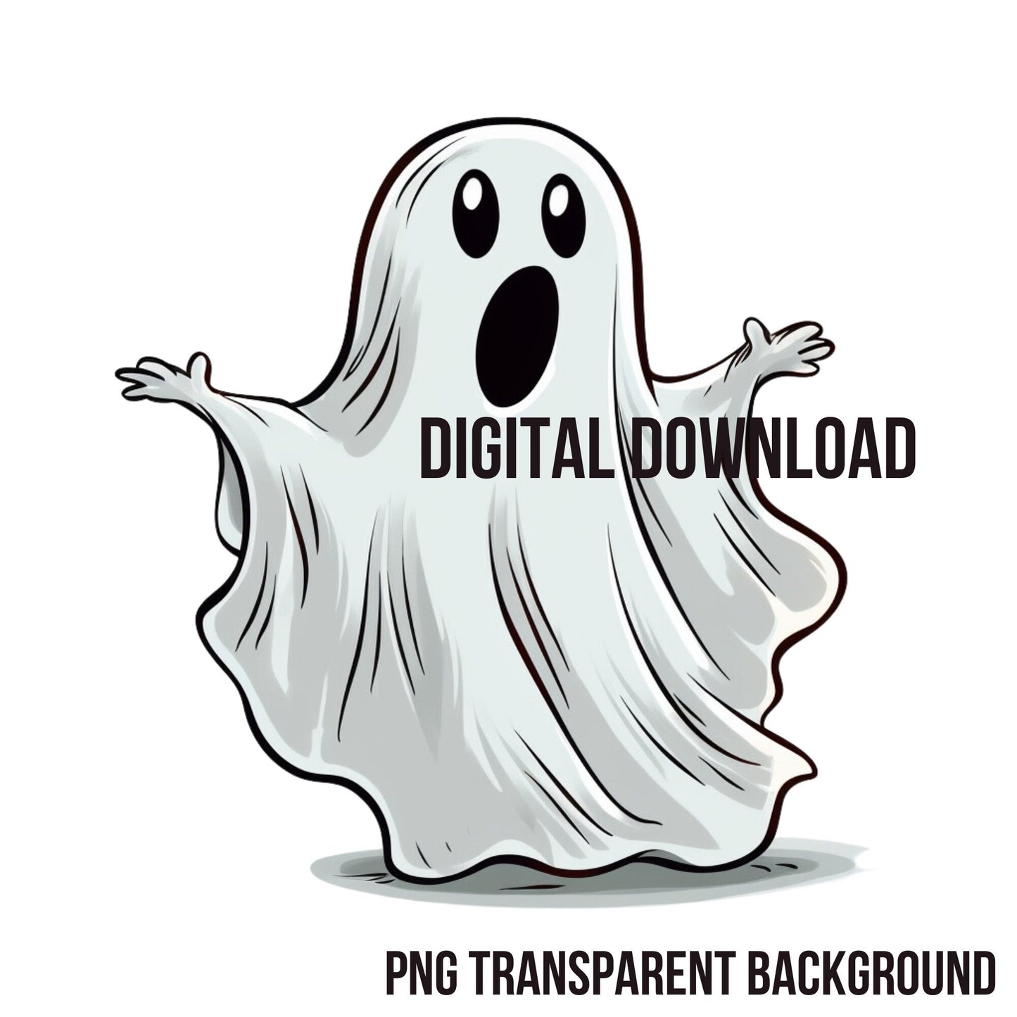 Halloween Cute Ghost Instant Download PNG Digital Sublimation File Transparent Background for Print on Demand - Art World Around You