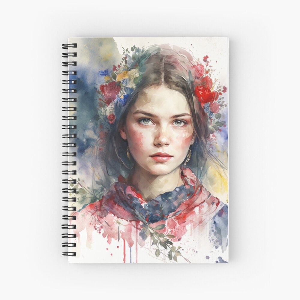 Ukraine style Girl portrait watercolor, Digital File Ukraine art, Album Cover Posters Ukraine art