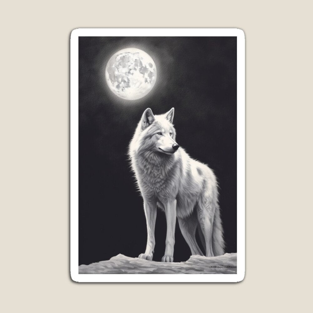 Download Digital PNG file black and white White Greenland Wolf illustration for printing on invitation greeting cards any other