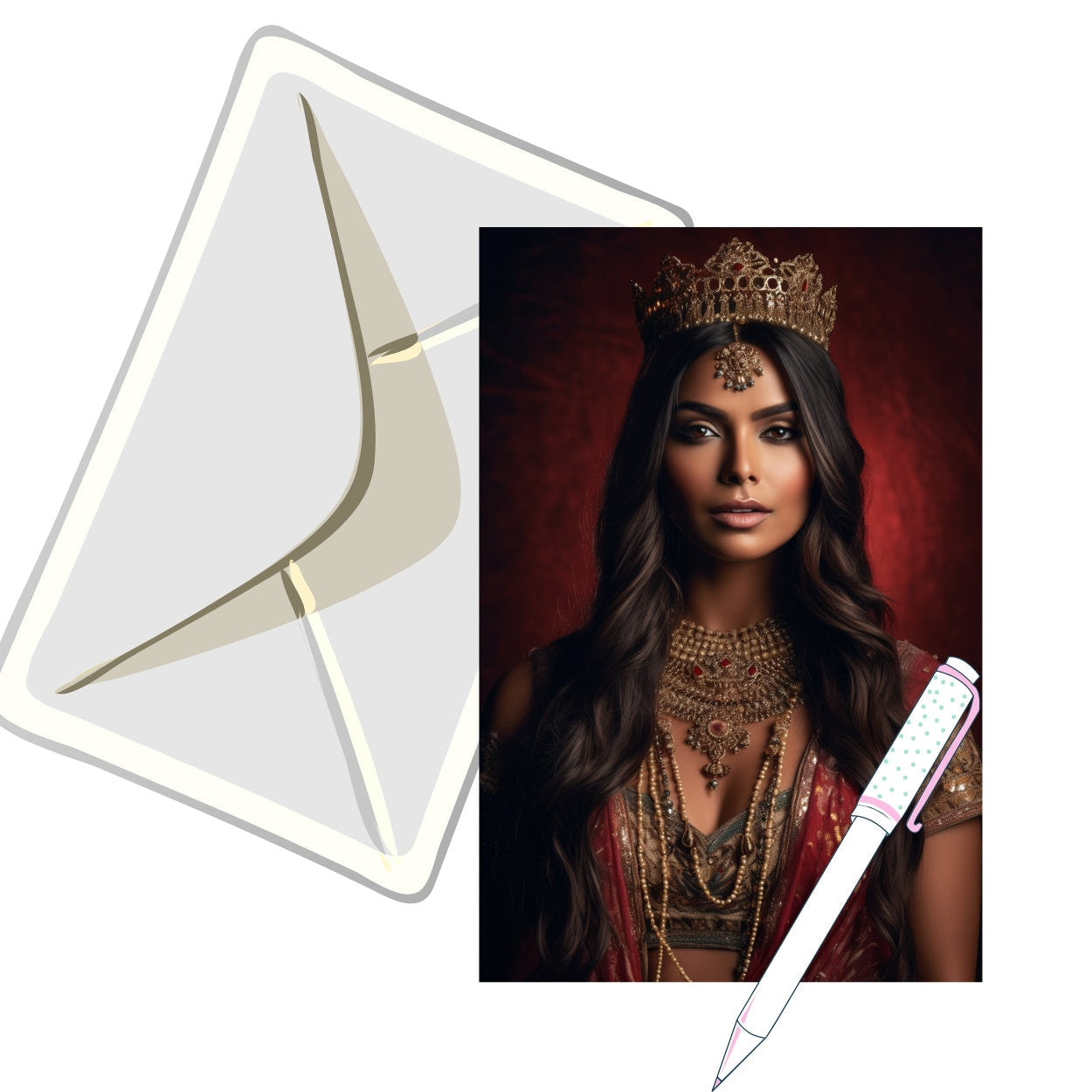 Download Digital PNG file Indian Princess for printing on invitation greeting cards any other