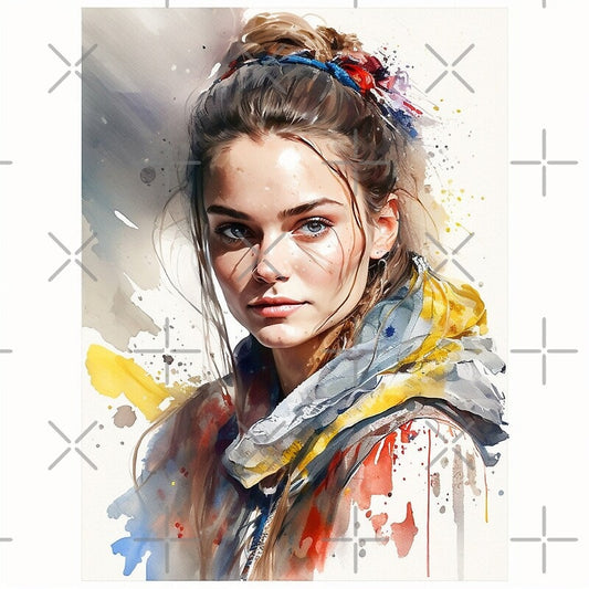 Ukraine style Girl portrait watercolor, Digital File Ukraine art, Album Cover Posters Ukraine art