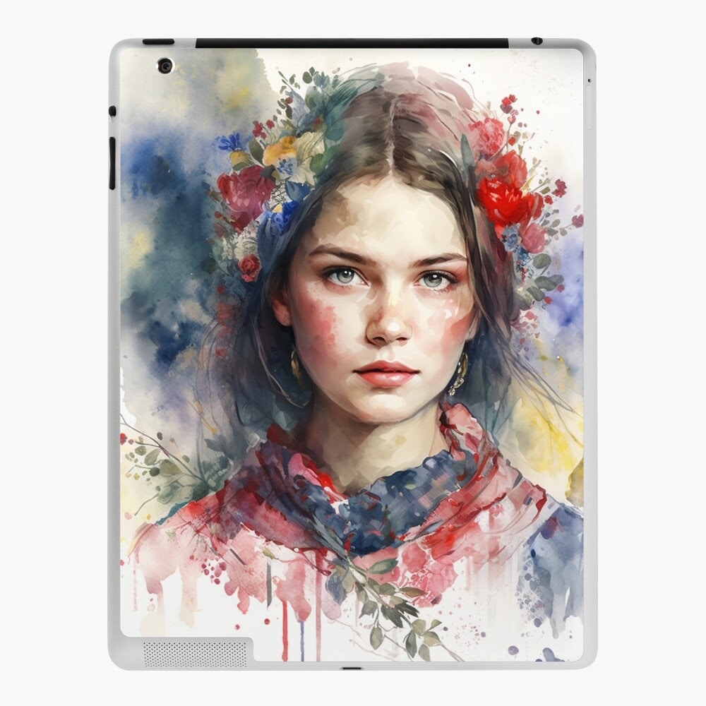 Ukraine style Girl portrait watercolor, Digital File Ukraine art, Album Cover Posters Ukraine art