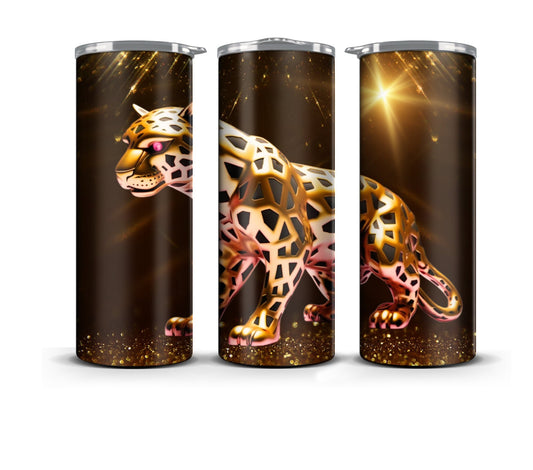 3D Tumbler Wrap Sublimation Pink Gold Leopard, Sublimation, Skinny 20 oz Tumbler Wrap, Digital File