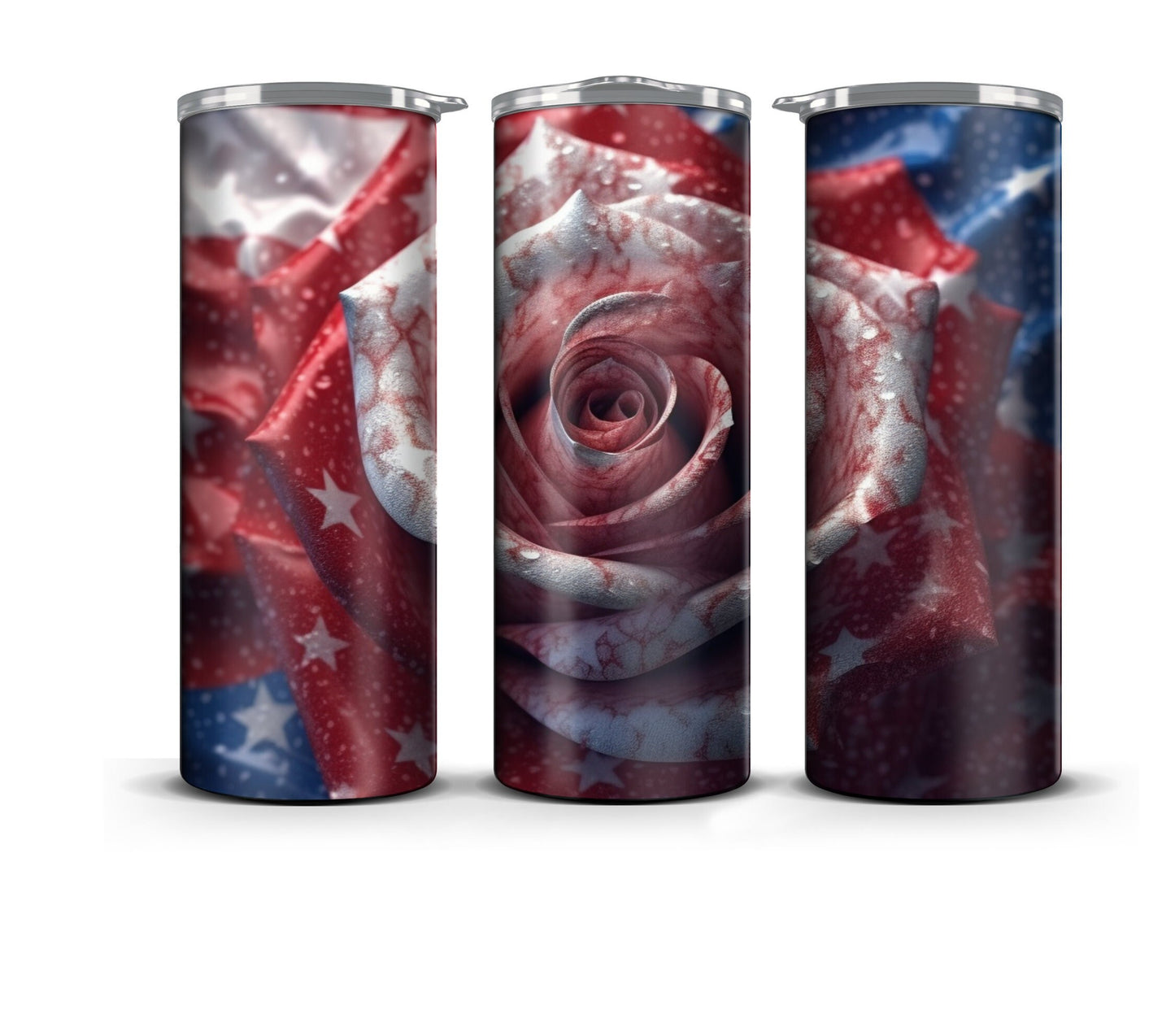 3D Memorial Day Tumbler Wrap Sublimation American Flag Florals, 3D Flower tumbler wrap, Patriotic 20 oz Tumbler, 300dpi Commercial Use