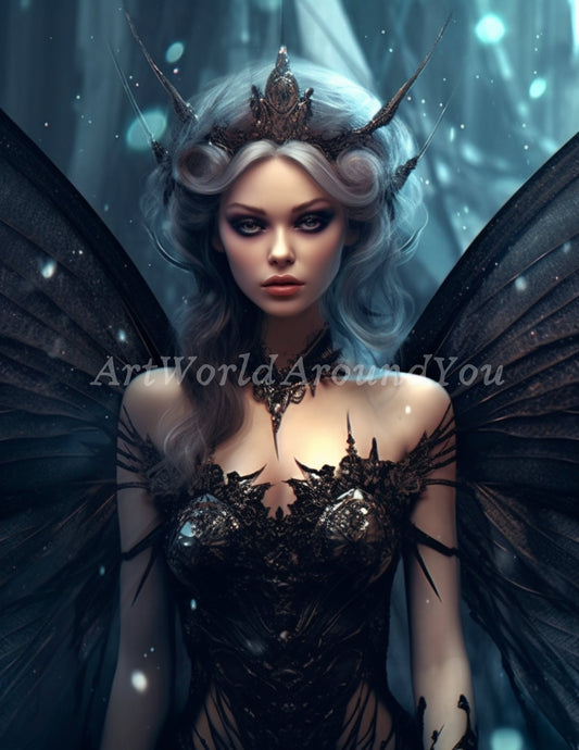 Dark Fantasy Gothic Junk Journal Poster Cover Album Angelic Fairy Digital Image Instant Download Digital Fantasy Art Printable