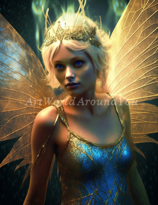 Junk Journal Poster Cover Album Angelic Fairy Digital Image Instant Download Digital Fantasy Art Printable