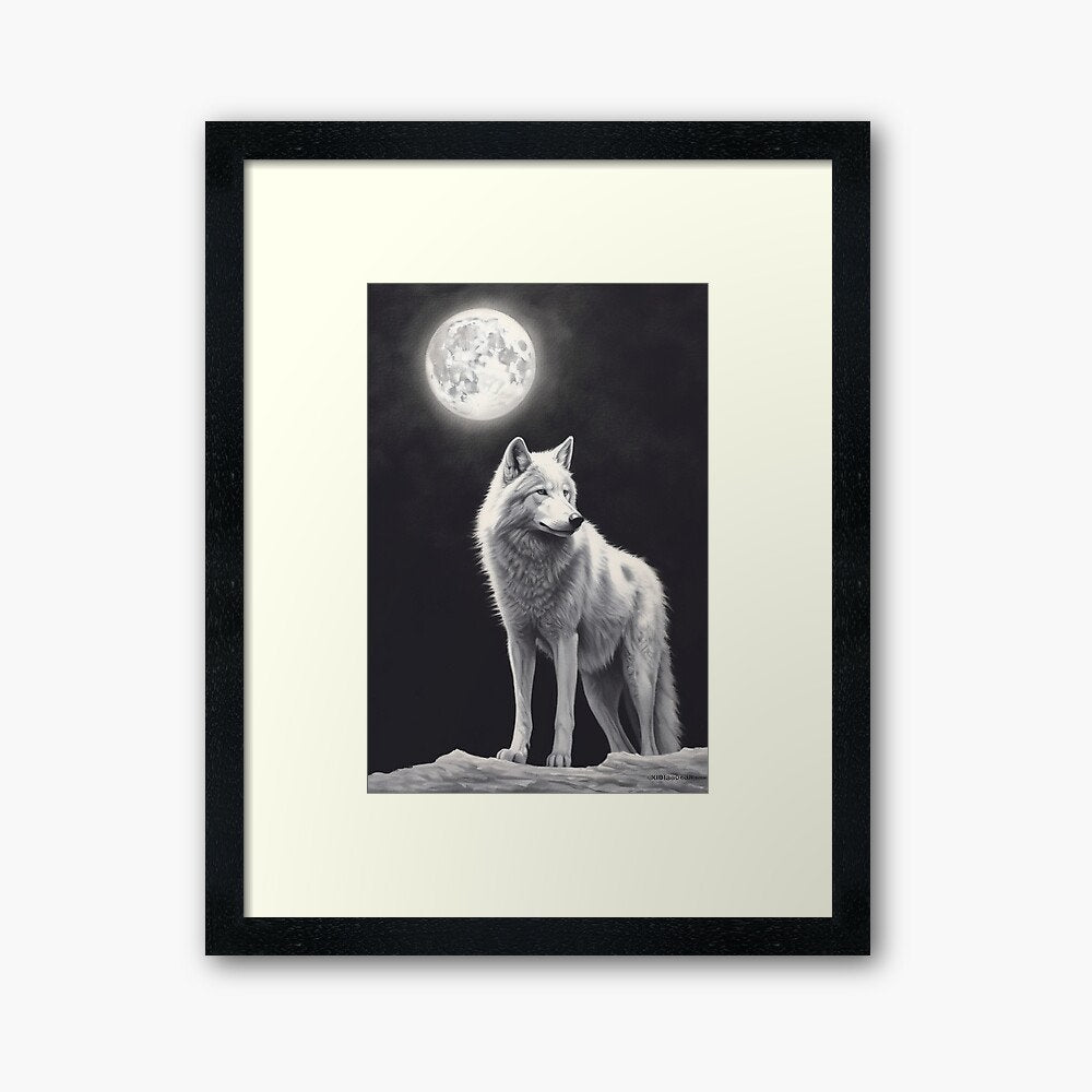 Download Digital PNG file black and white White Greenland Wolf illustration for printing on invitation greeting cards any other