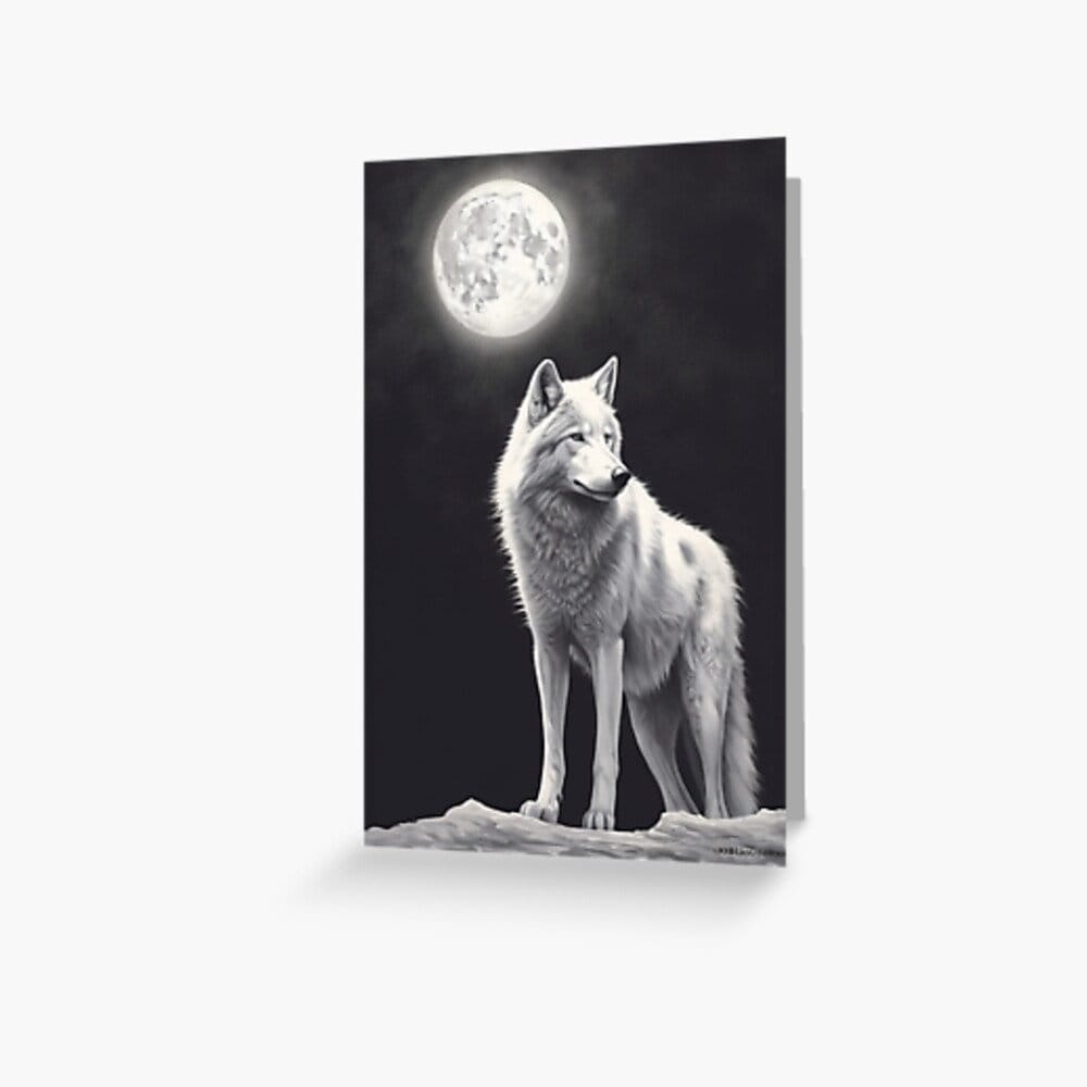 Download Digital PNG file black and white White Greenland Wolf illustration for printing on invitation greeting cards any other