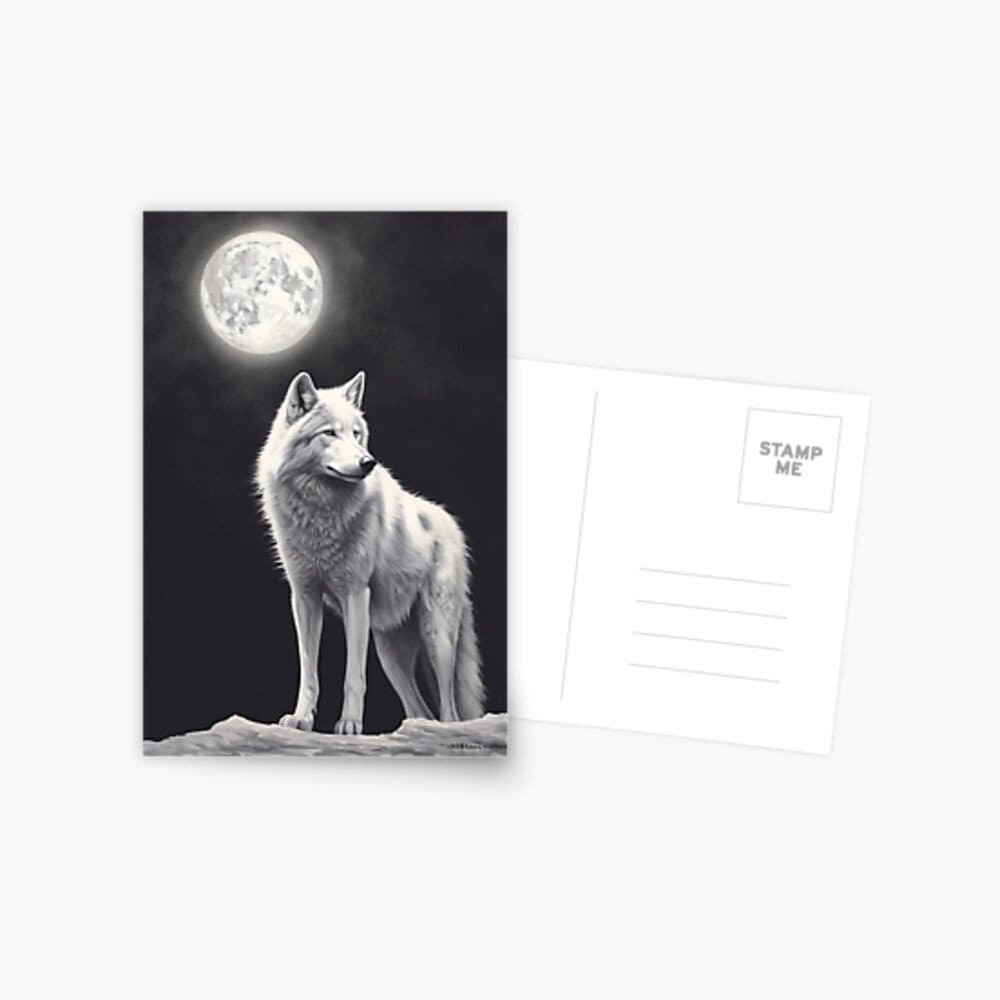 Download Digital PNG file black and white White Greenland Wolf illustration for printing on invitation greeting cards any other