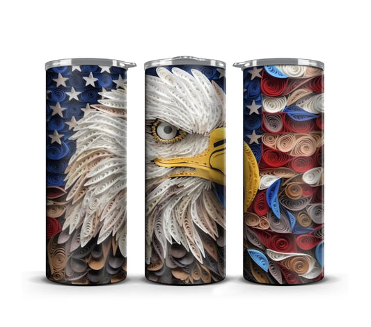 3D Memorial day Tumbler Wrap, 3D American Flag Bald Eagle Tumbler Wrap, 3D Patriotic tumblr wrap, 4th of July 20 oz Wrap, Commercial Use