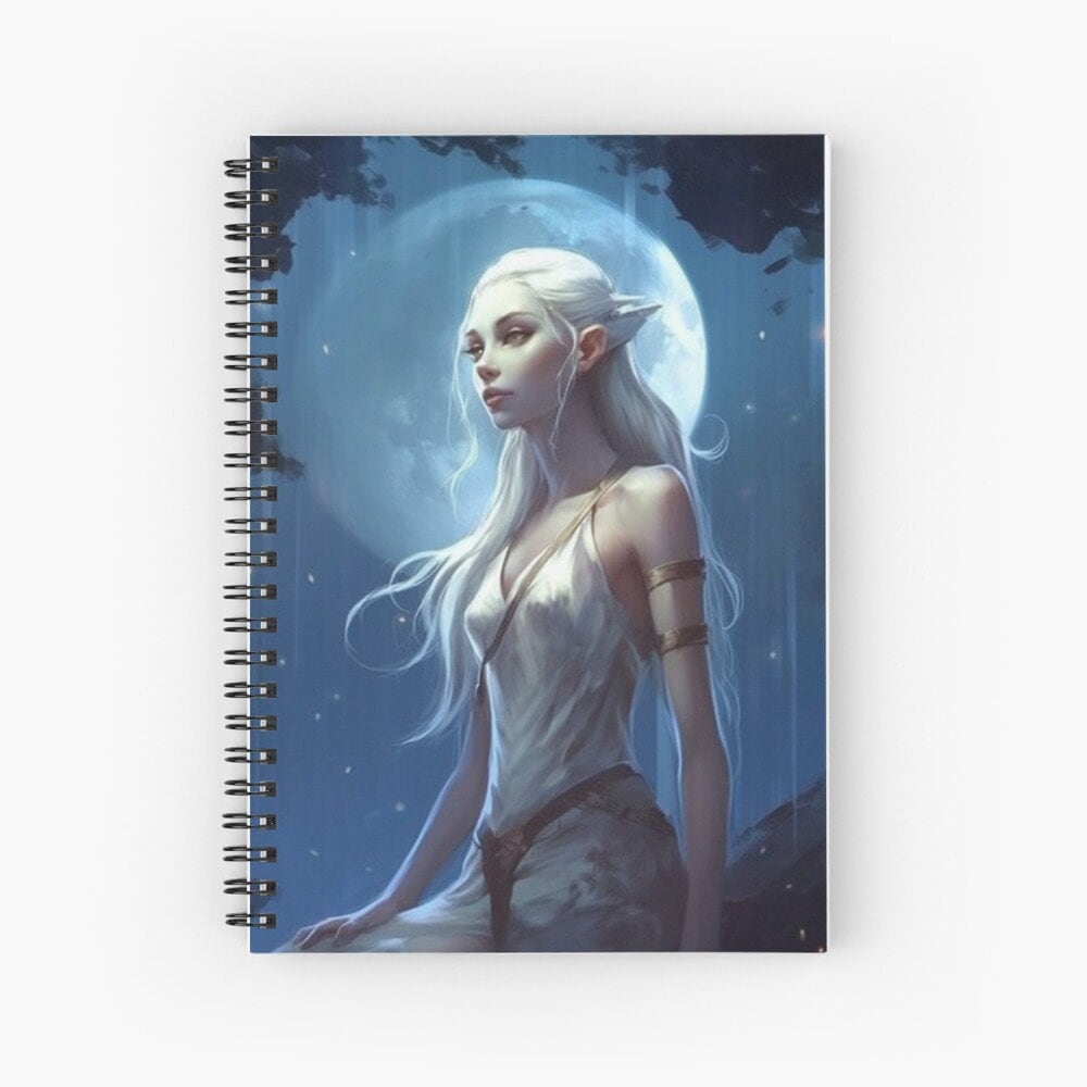 Lunar Elf Junk Journal Poster Cover Album Digital Download Fantasy Art Print Printable