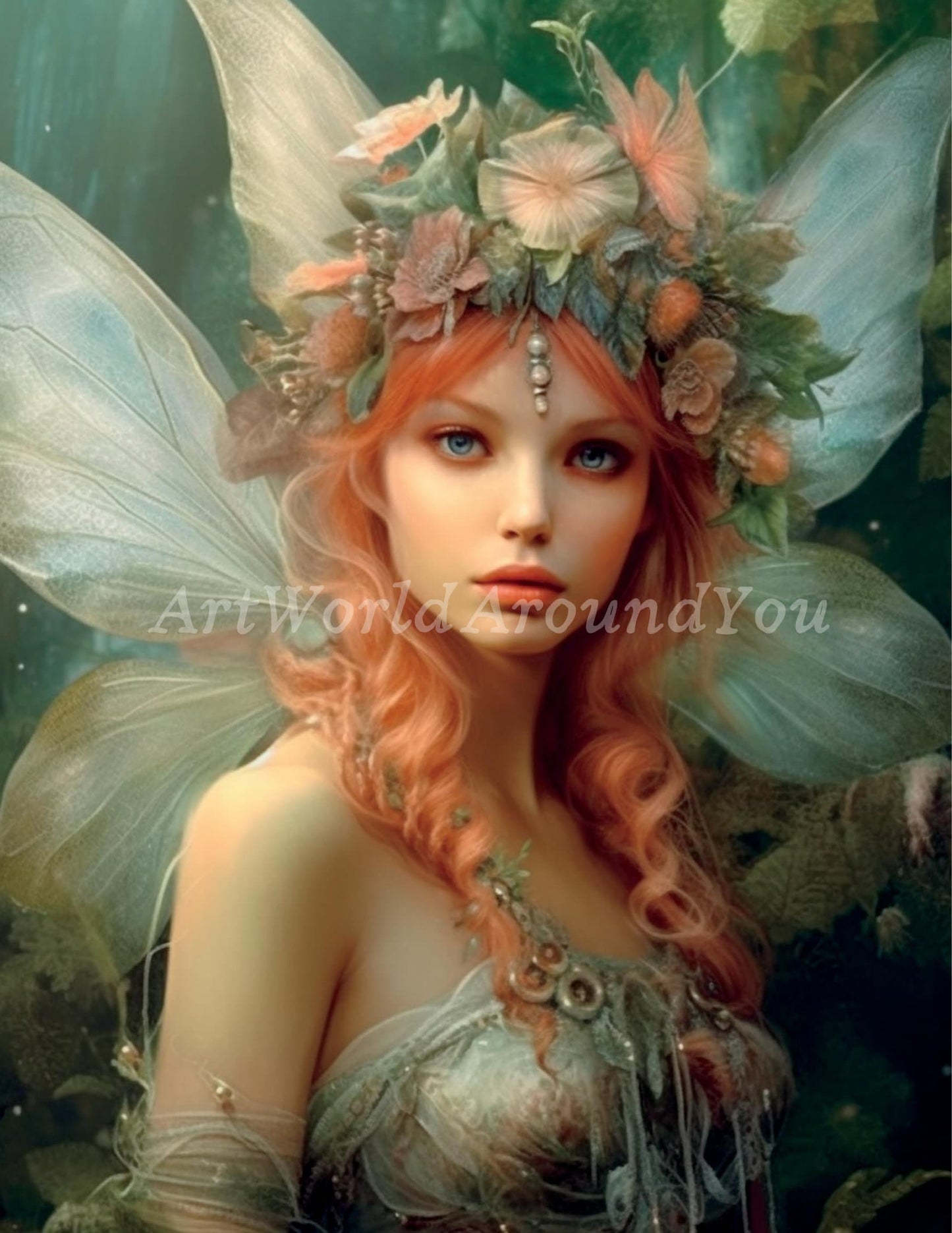 Junk Journal Poster Cover Album Angelic Fairy Digital Image Instant Download Digital Fantasy Art Printable