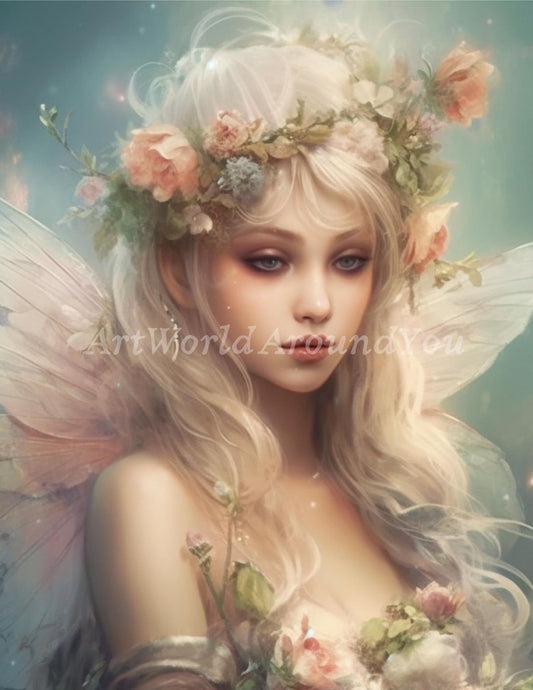 Junk Journal Poster Cover Album Angelic Fairy Digital Image Instant Download Digital Fantasy Art Printable