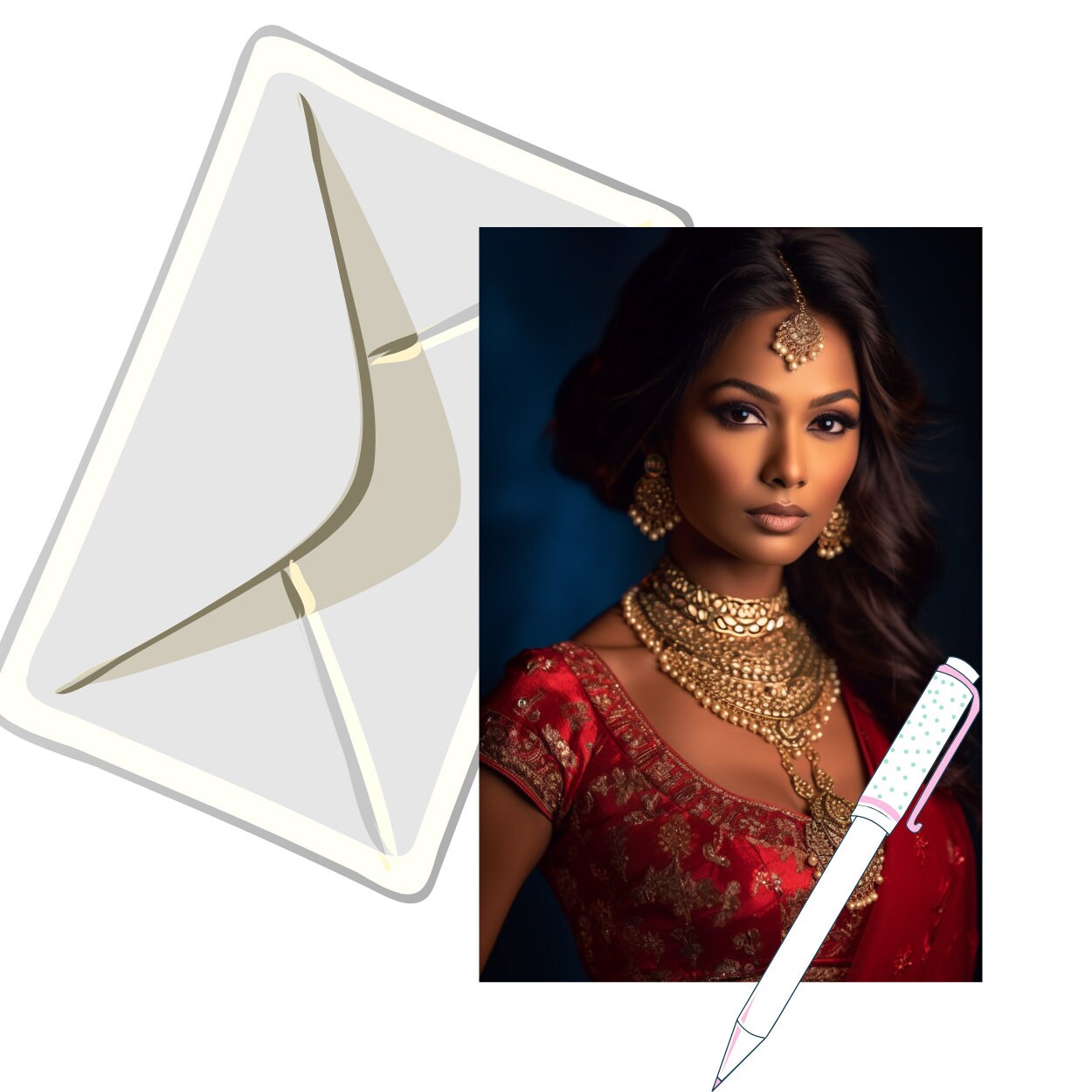 Download Digital PNG file Indian Princess for printing on invitation greeting cards any other