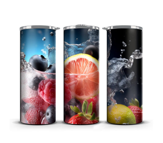 3D Fruit Tumbler Wrap Sublimation, Grapefruit Beach Summer Digital Print Design, Skinny 20 oz Tumbler Wrap, PNG 300dpi Commercial Use